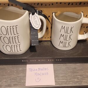 Rae Dunn Coffee and Milk Mug Set - White